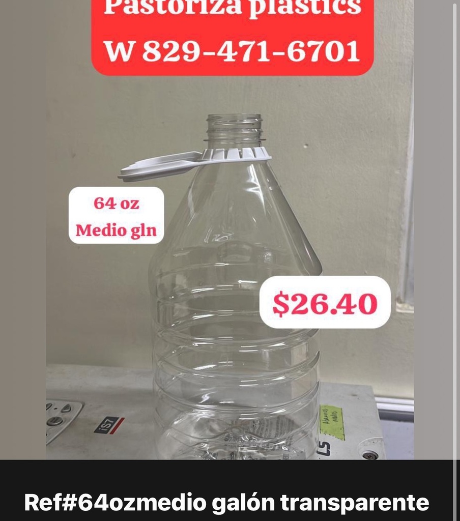 Medio Galón Pet de 64 onzas (Clear)