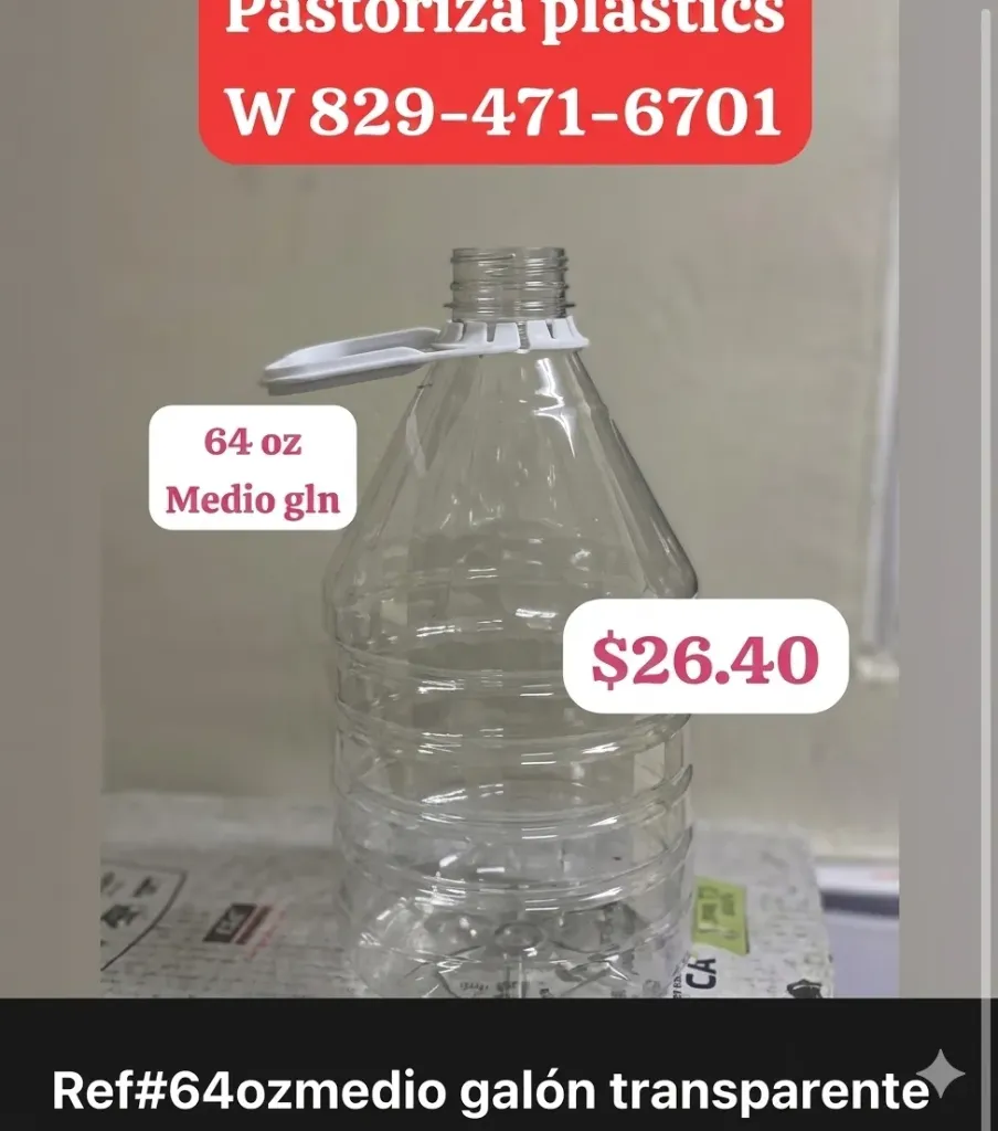 MEDIO GALÓN NATURAL DE 64 OZ CON TAPA 