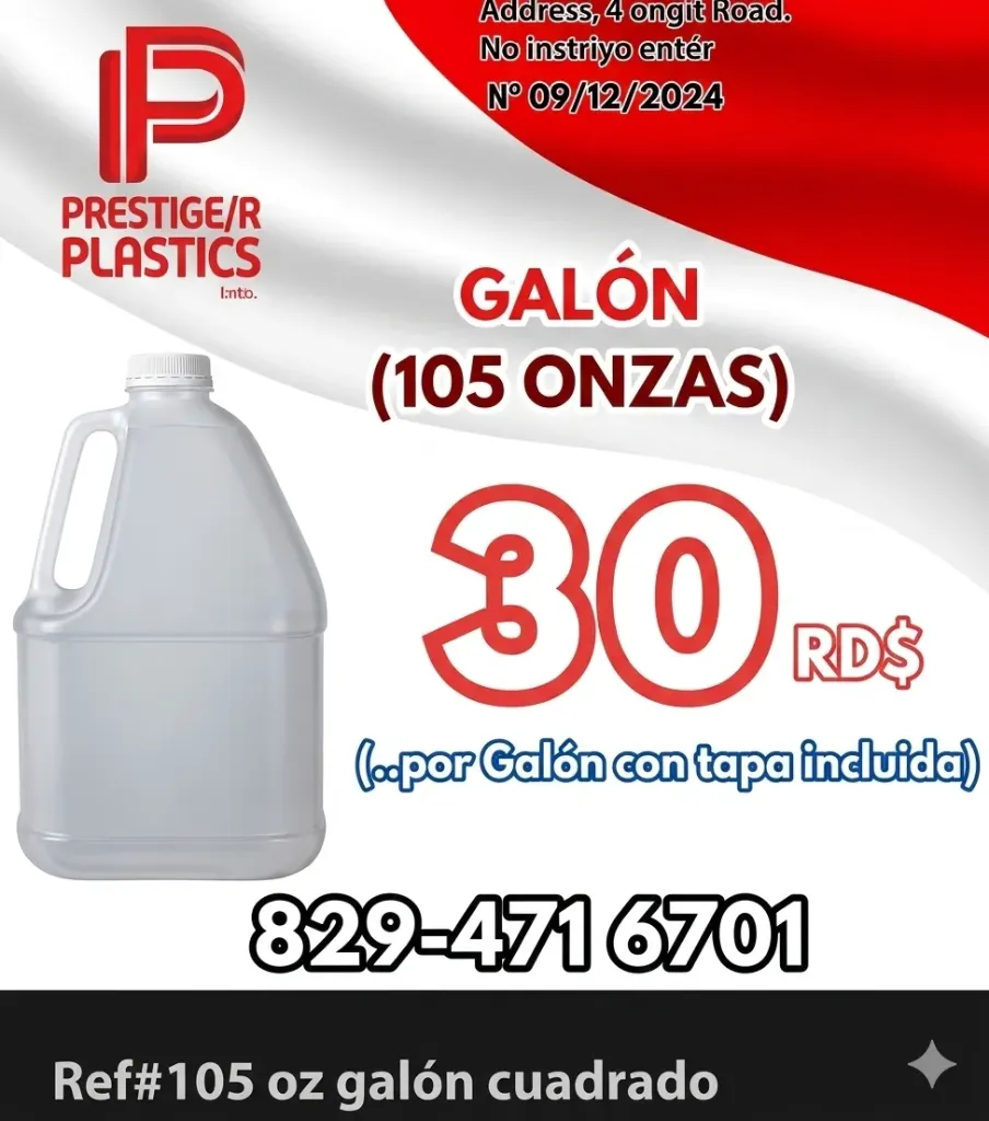 GALÓN NATURAL CUADRADO DE 105 OZ CON TAPA 